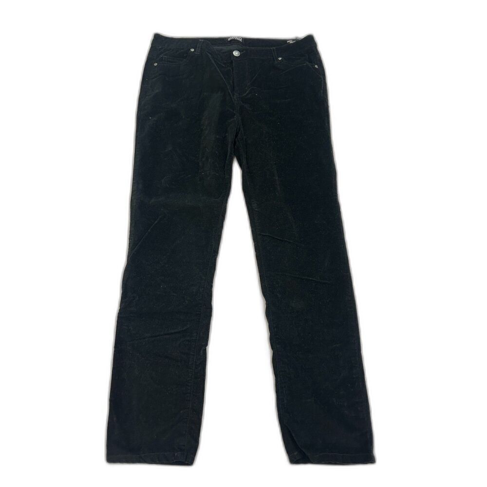 Buffalo by David Bitton Marvel Midrise Black Velvet Pants Stretch Skinny Size 16